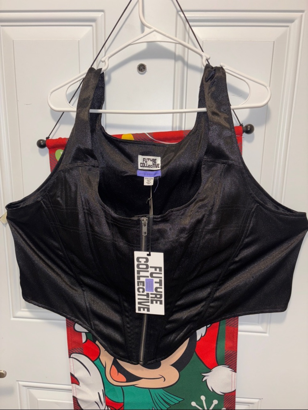 Future Collective Black Zip-Front Cropped corset vest